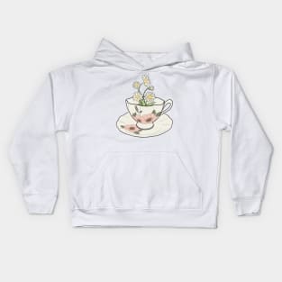 Spring Cottagecore Daisy Tea Cup Kids Hoodie